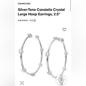 Swarovski 
Silver-Tone Constella Crystal Large Hoop Earrings, 2.5"